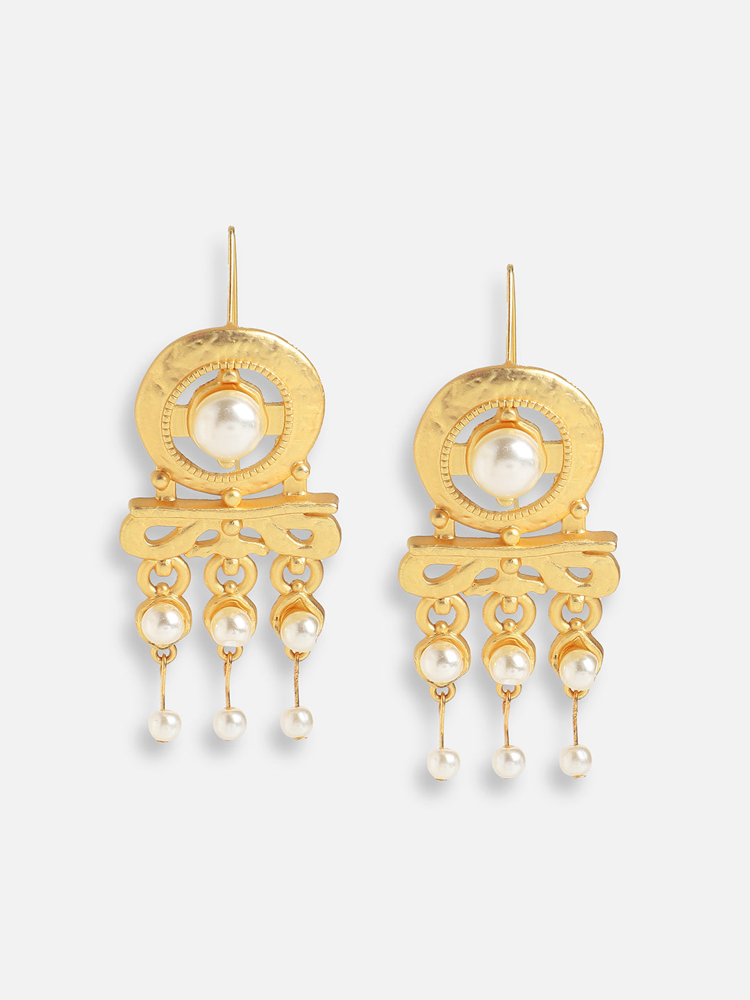 Gold Plated Pearls Party Drop Earring For Women