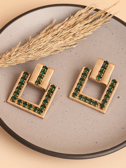 Gold Plated Designer Stone Party Drop Earring For Women