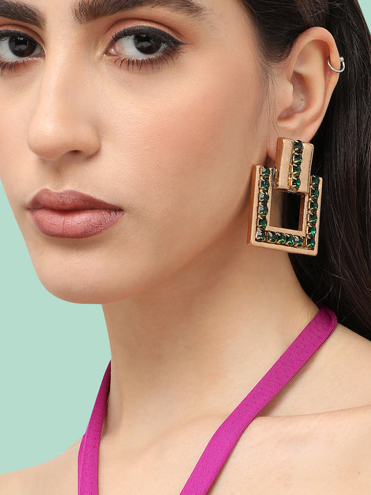 Gold Plated Designer Stone Party Drop Earring For Women