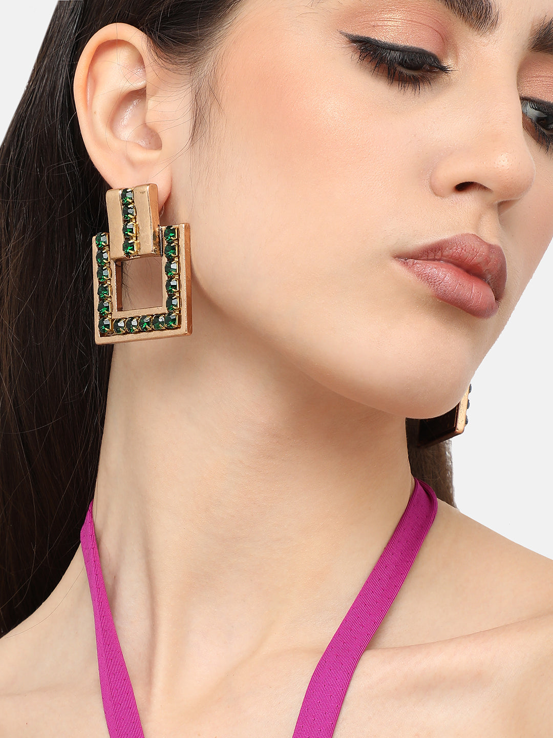 Gold Plated Designer Stone Party Drop Earring For Women