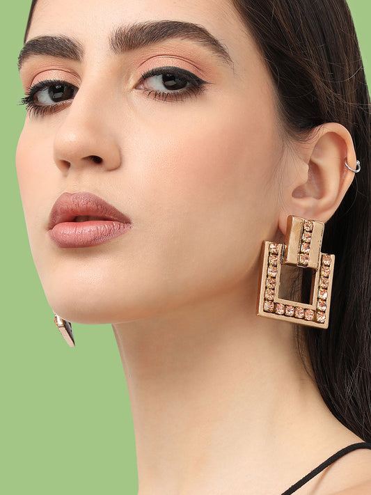 Gold Plated Designer Stone Party Drop Earring For Women