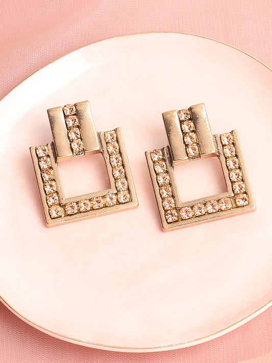 Gold Plated Designer Stone Party Drop Earring For Women