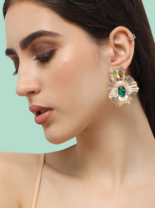 Gold Plated Designer Stone Party Drop Earring For Women