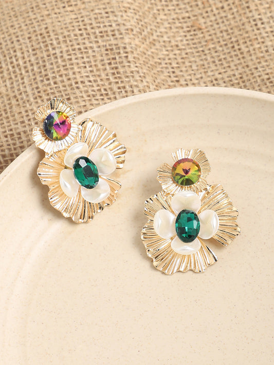 Gold Plated Designer Stone Party Drop Earring For Women