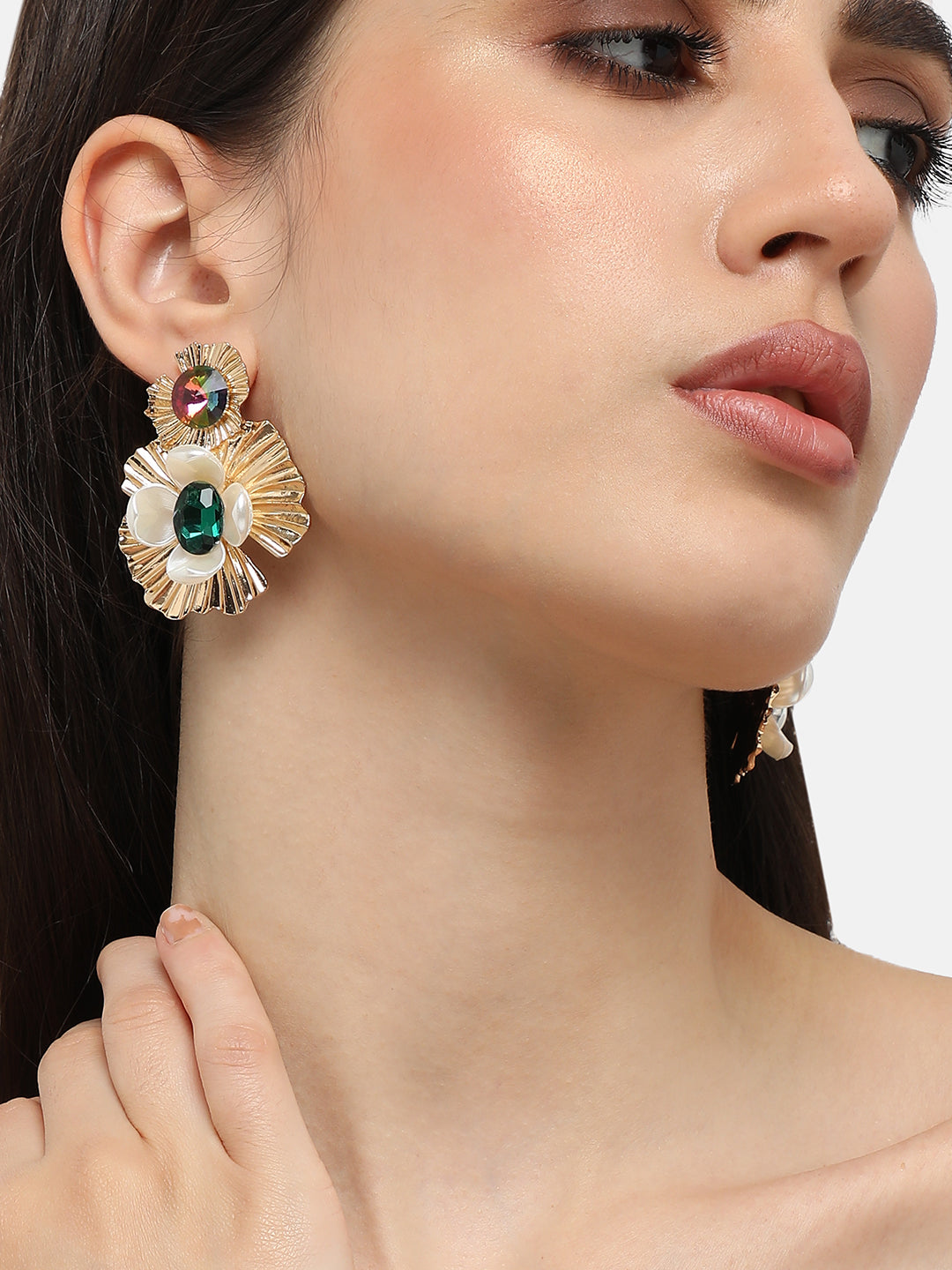 Gold Plated Designer Stone Party Drop Earring For Women