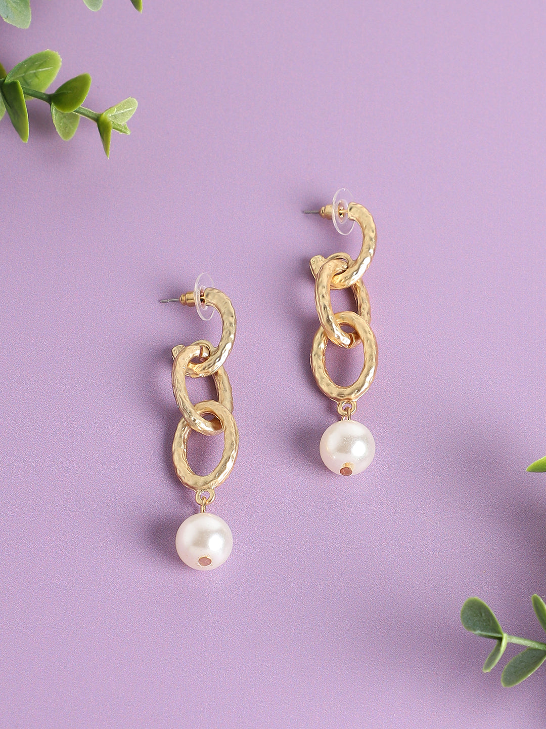 Gold Plated Pearls Casual Drop Earring For Women