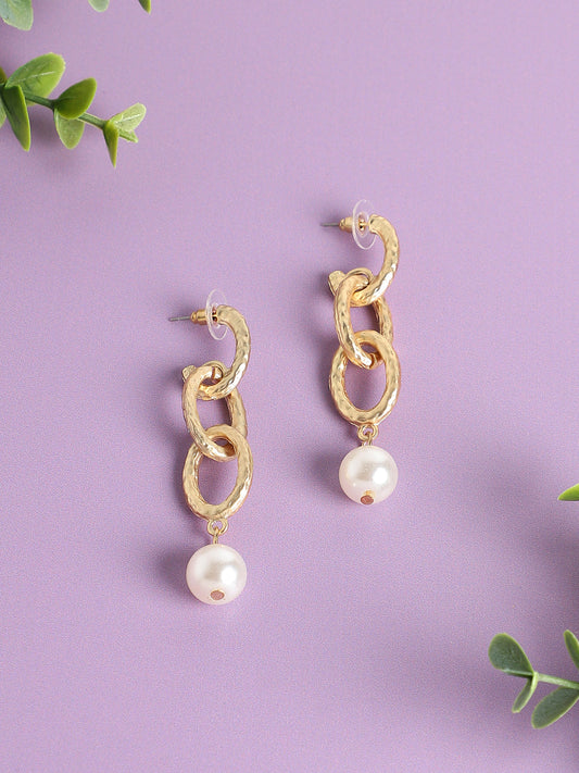 Gold Plated Pearls Casual Drop Earring For Women