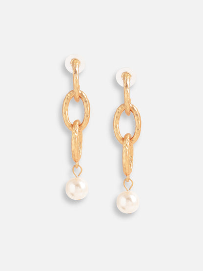 Gold Plated Pearls Casual Drop Earring For Women
