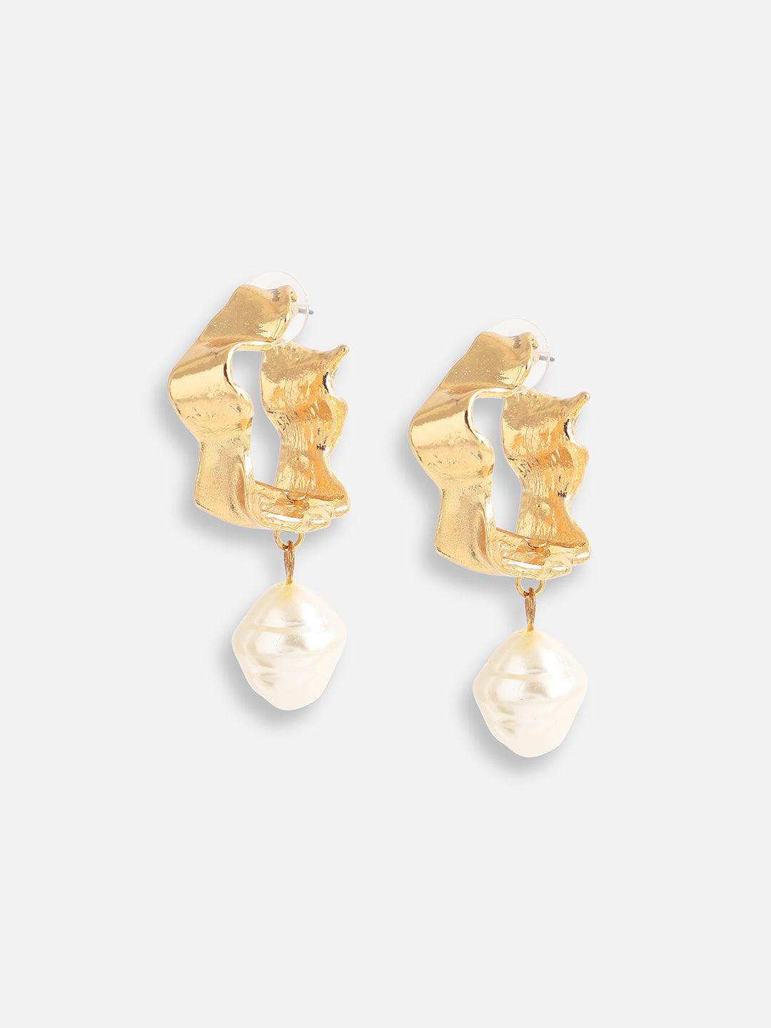 Gold Plated Pearls Casual Hoop Earring For Women