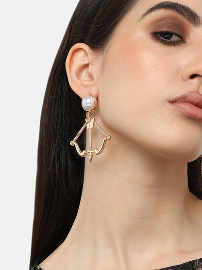 Gold Plated Pearls Party Drop Earring For Women