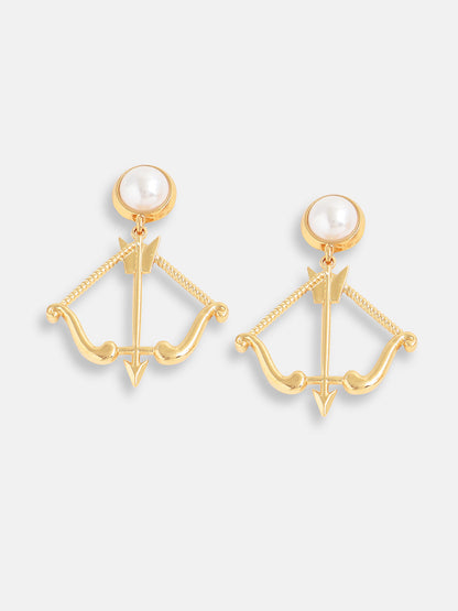 Gold Plated Pearls Party Drop Earring For Women