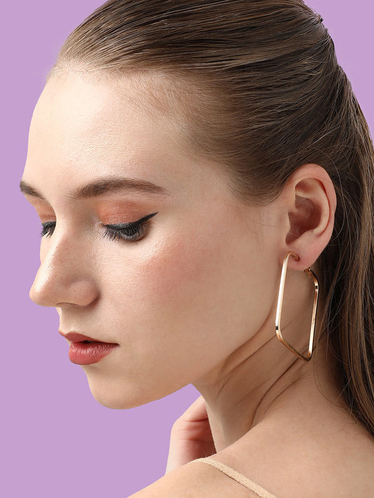GOLD PLATED PARTY DESIGNER STONE HOOP EARRING FOR WOMEN