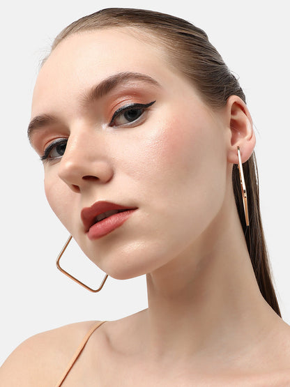 GOLD PLATED PARTY DESIGNER STONE HOOP EARRING FOR WOMEN