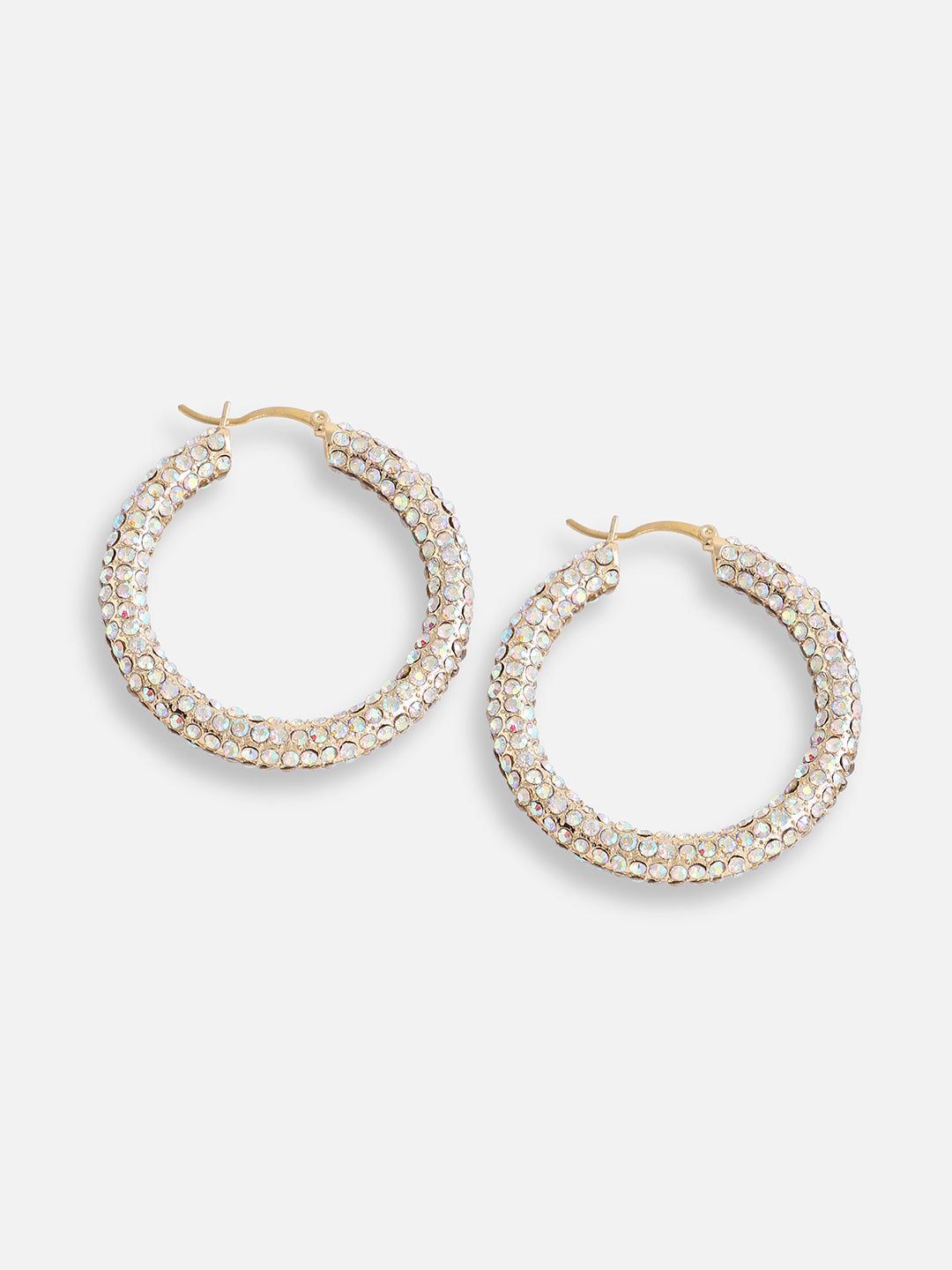 Gold Plated Designer Stone Casual Hoop Earring For Women