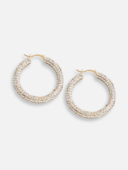 Gold Plated Designer Stone Casual Hoop Earring For Women
