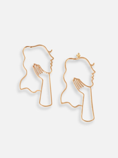 GOLD PLATED PARTY DESIGNER STONE HOOP EARRING FOR WOMEN