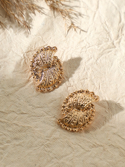GOLD PLATED PARTY DESIGNER STONE STUD FOR WOMEN