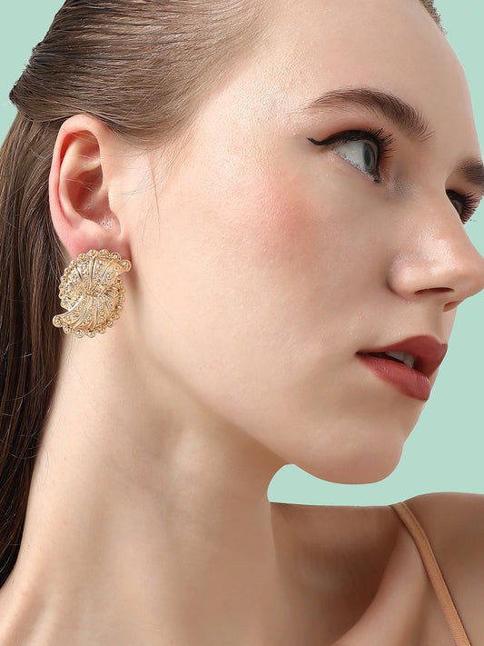 GOLD PLATED PARTY DESIGNER STONE STUD FOR WOMEN