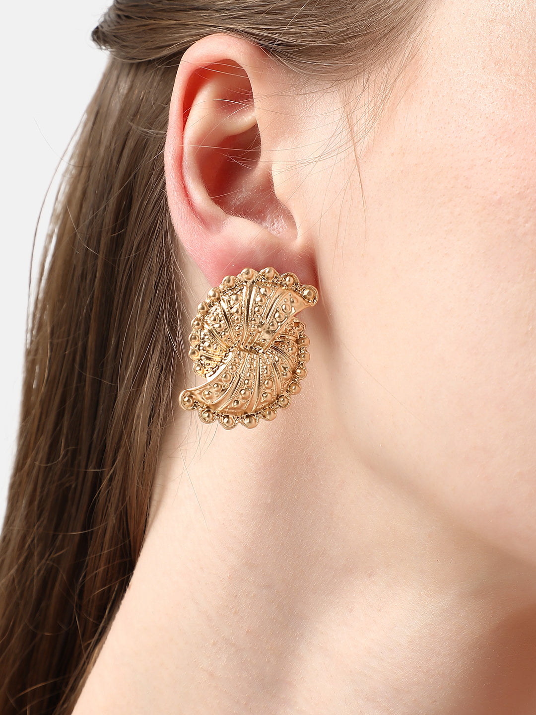 GOLD PLATED PARTY DESIGNER STONE STUD FOR WOMEN