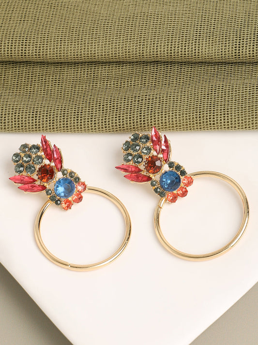 Gold Plated Designer Stone Party Drop Earring For Women