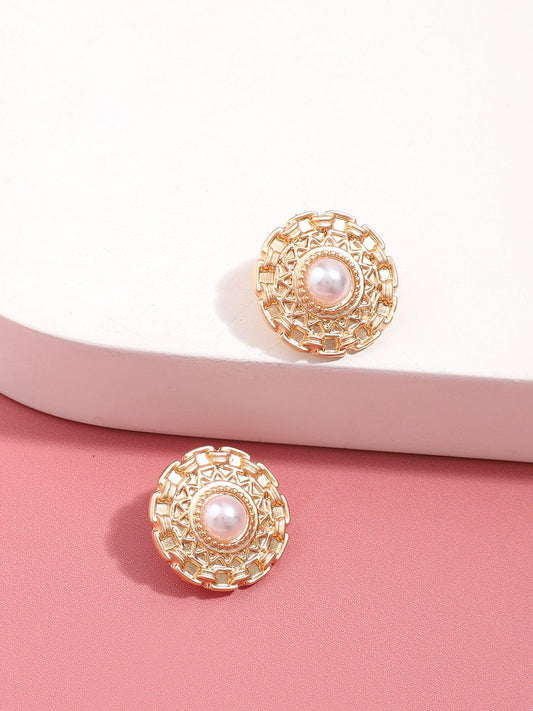 Gold Plated Pearls Casual Stud For Women