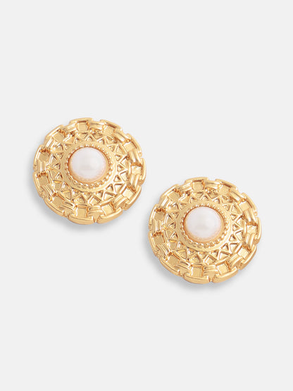 Gold Plated Pearls Casual Stud For Women