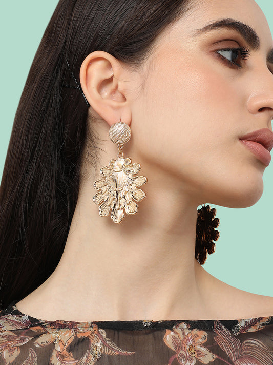Gold Plated Pearls Party Drop Earring For Women