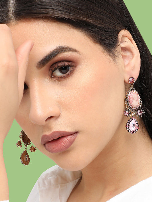 Gold Plated Designer Stone Party Drop Earring For Women