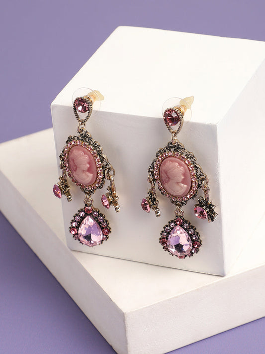 Gold Plated Designer Stone Party Drop Earring For Women