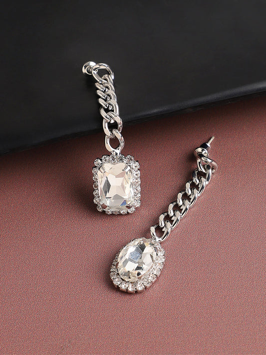 Silver Plated Designer Stone Party Drop Earring For Women