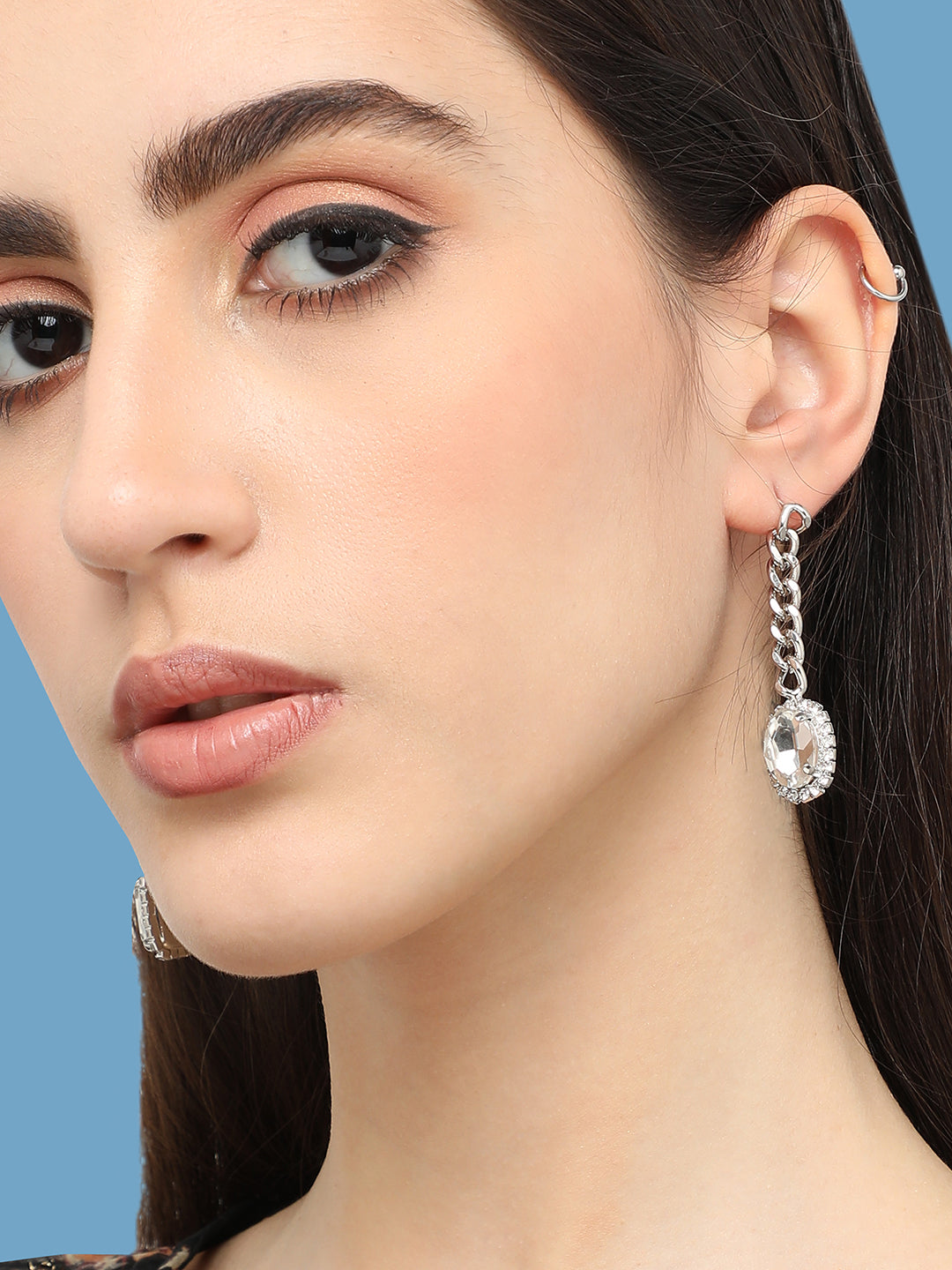Silver Plated Designer Stone Party Drop Earring For Women