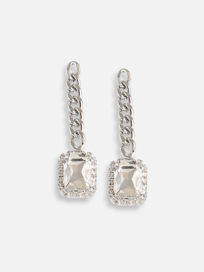 Silver Plated Designer Stone Party Drop Earring For Women