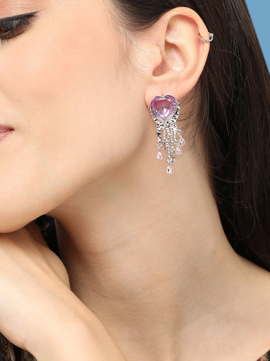 Silver Plated Designer Stone Party Drop Earring For Women