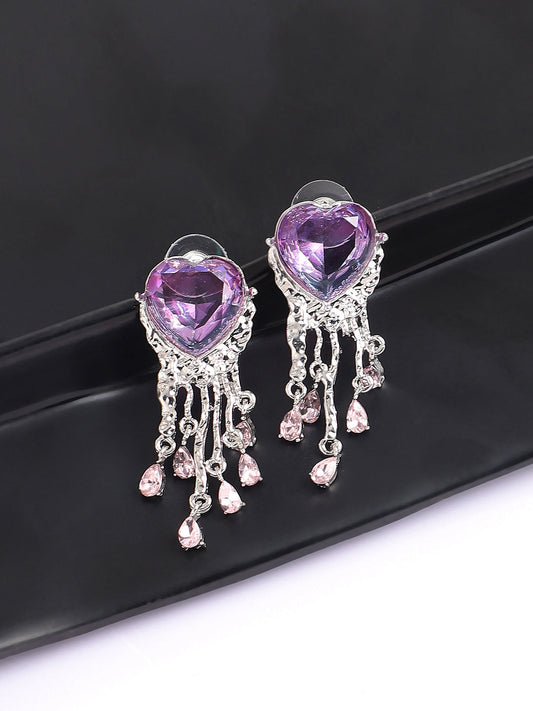 Silver Plated Designer Stone Party Drop Earring For Women