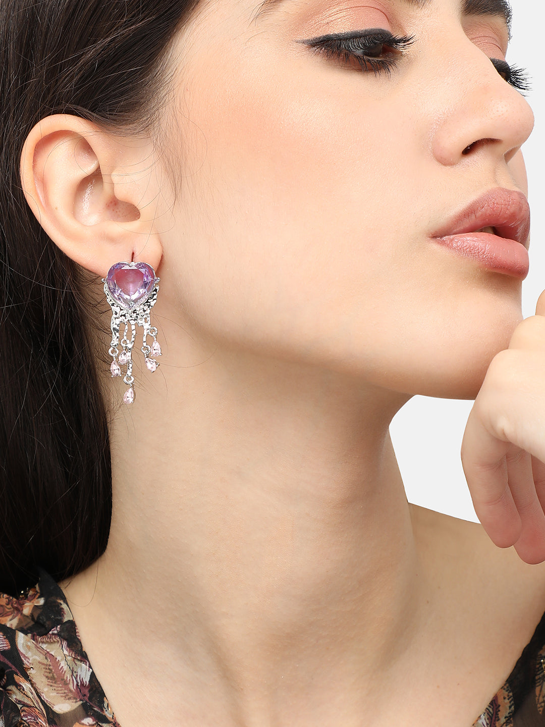 Silver Plated Designer Stone Party Drop Earring For Women