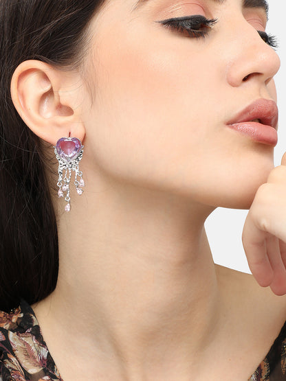 Silver Plated Designer Stone Party Drop Earring For Women