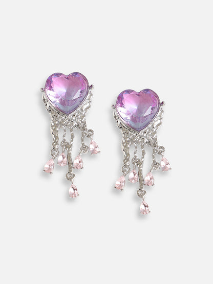Silver Plated Designer Stone Party Drop Earring For Women