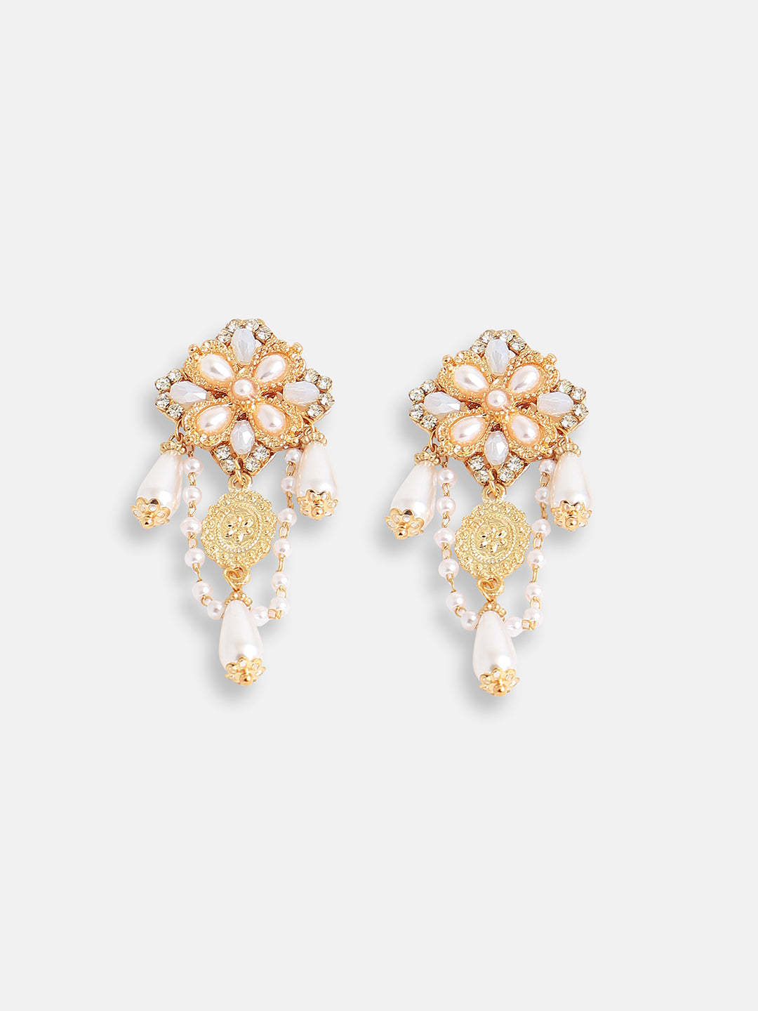 Gold Plated Pearls Party Drop Earring For Women
