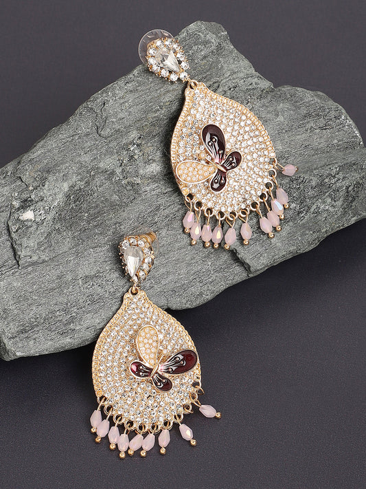 Gold Plated Designer Stone Party Drop Earring For Women