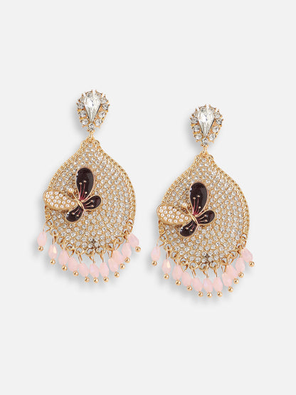 Gold Plated Designer Stone Party Drop Earring For Women