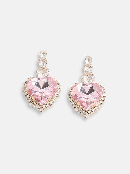 Pink Heart Silver Earrings