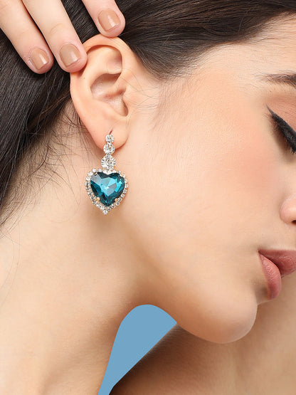 Silver Plated Designer Stone Party Drop Earring For Women