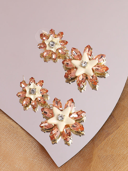 Gold Plated Designer Stone Party Drop Earring For Women