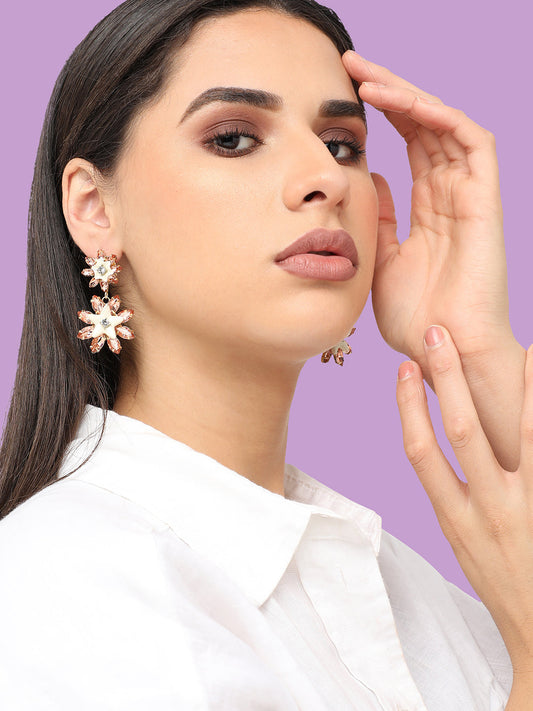 Gold Plated Designer Stone Party Drop Earring For Women
