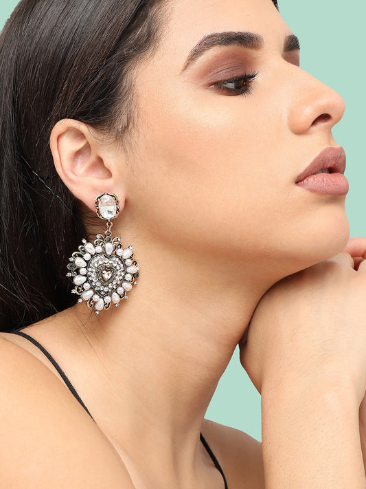 Gold Plated Pearls Party Drop Earring For Women