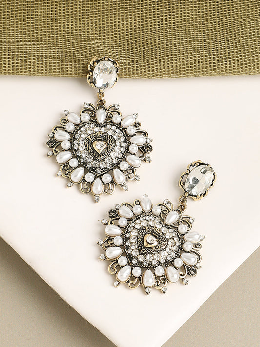 Gold Plated Pearls Party Drop Earring For Women