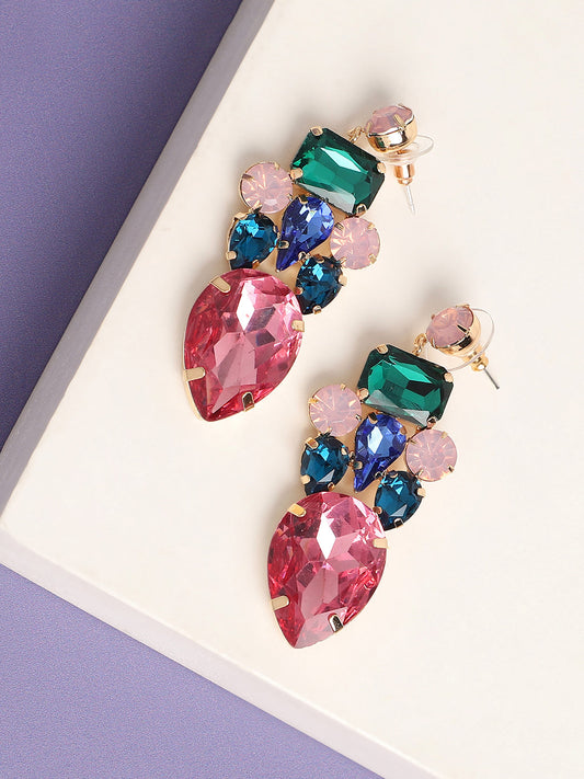 Gold Plated Designer Stone Party Drop Earring For Women