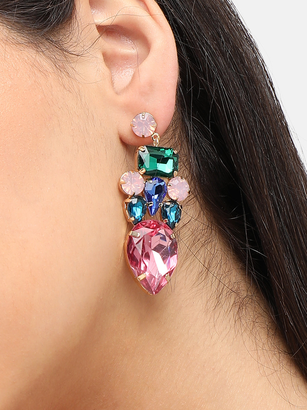Gold Plated Designer Stone Party Drop Earring For Women