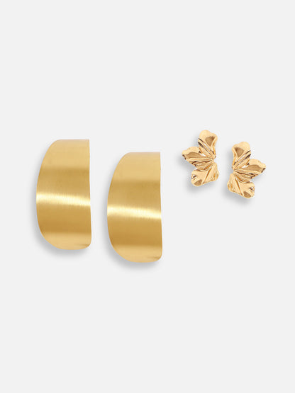 Pack Of Gold Plated Stud & Drop Earrings