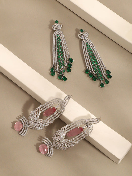 Pack Of Silver-Plated Drop Earrings